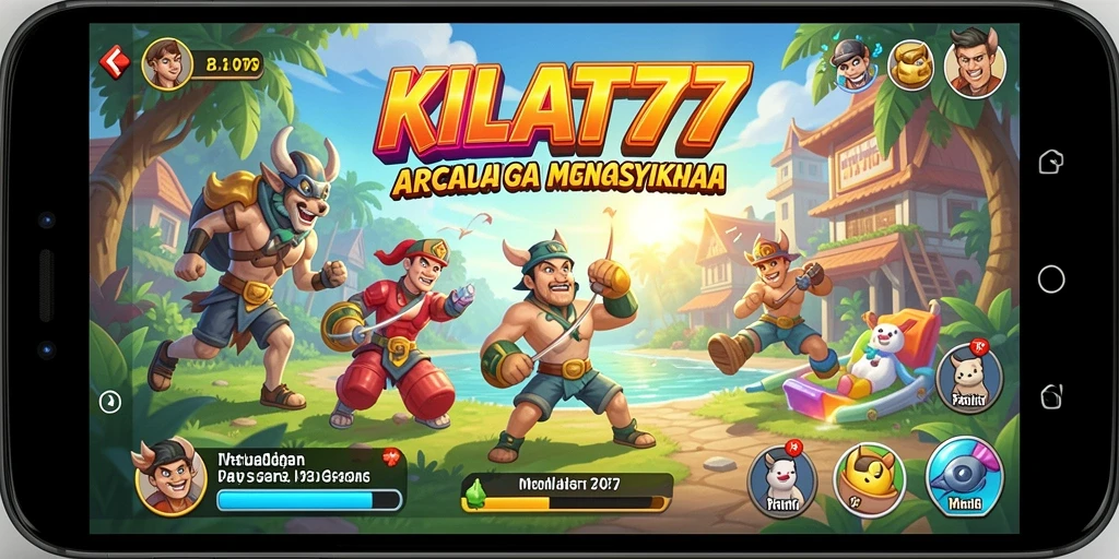 Screenshot KILAT77 menampilkan aksi gameplay arcade yang penuh warna.