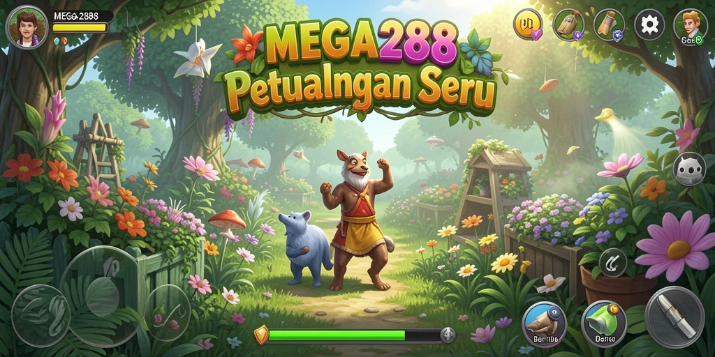 Screenshot MEGA288 menampilkan gameplay seru dalam berkebun.
