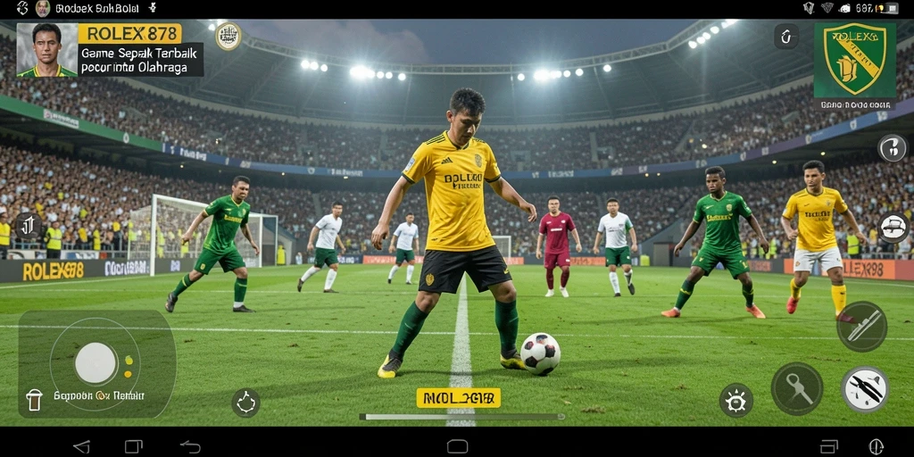 Screenshot gameplay ROLEX878 yang menunjukkan aksi seru sepak bola.