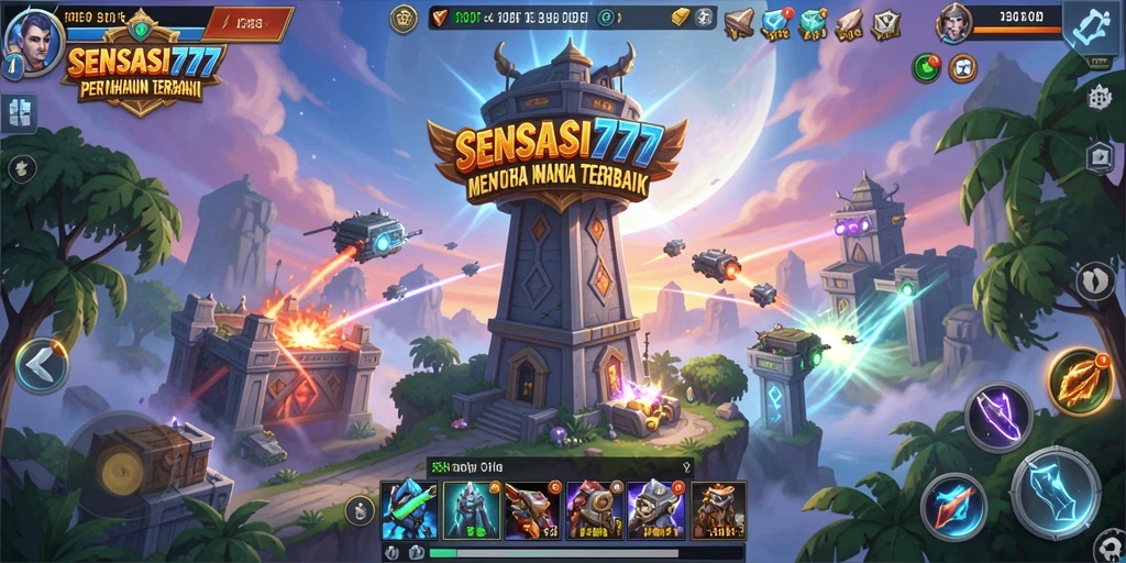 Tampilan gameplay menara pertahanan yang mendebarkan dalam SENSASI777.