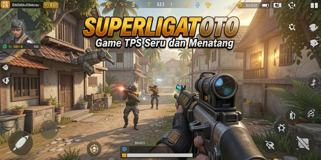 Tangkapan layar SUPERLIGATOTO menampilkan aksi intens gameplay TPS.